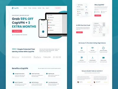 CopVPN // website branding clean design figma logo minimal mobile application ui ux vpn