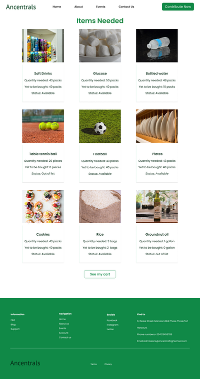 Ecommerce feature for a school website design ecommerce graphic design items list school ui ux web design webapp website