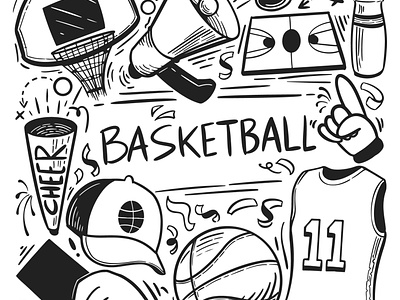 Free Basketball Doodle Art basketball basketball doodle basketball illustration basketball vector design doodle art free download free illustration free vector freebie illustration illustrator vector vector design vector doodle vector download