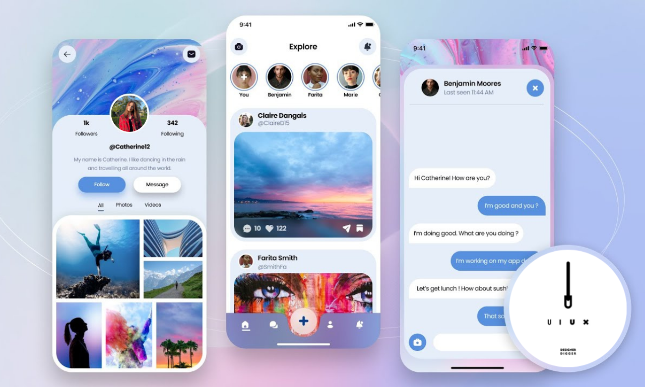 Social Media App design by Designer Digger on Dribbble