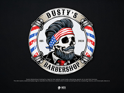 Dusty's Barbershop branding design hand drawing hand drawn illustration logo ui vector vintage vintage logo