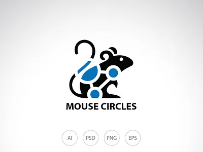 Mouse Circles Logo graphic design logo logo design logo template mouse logo rat logo template