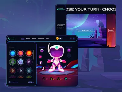 Space Missions - platformer game branding character design game game design game interface game store graphic design home page illustration platformer game space game space missions ui ux webdesign website