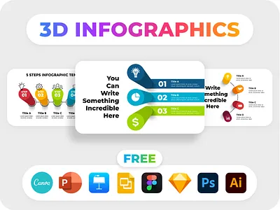 Free 3D Infographics. Charts & Diagrams. Presentation Templates. 3d ai canva chart circle design diagram figma freebie illustration infographic keynote pillar pitch deck powerpoint presentation psd sketch slide template