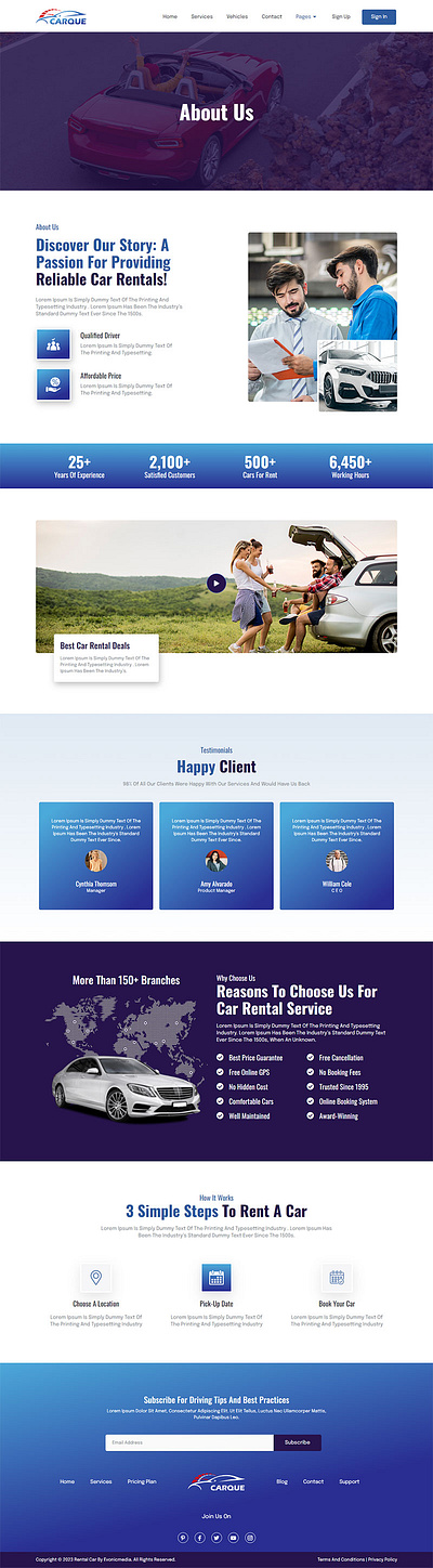 About us page CarQue - Car Rental & Auto Template Kit branding design design idea graphic design ui ux website