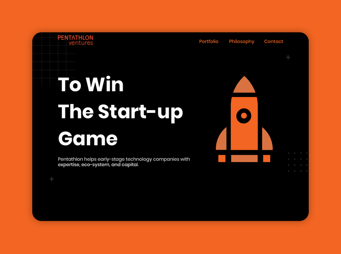 Pentathlon black bold dark dark mode design design designinspiration graphic design illustration interaction design pentathlon responsive design thedesignfix thedesigntip ui user experience design venture capital web design website design