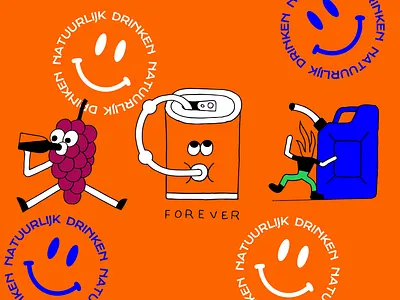 BRANDSTOF - Animated Sticker Pack 2d animation after affects animation branding brandstof burning man dancing drinking eddyprickstick face funny illustration jumping loop motion graphics natural smiley stickers wine