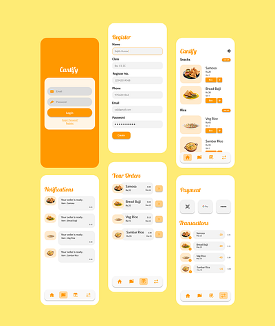 Cantify(Food Ordering App) UI/UX app design figma illustration ui ux