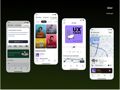 Introducing Uber Learning appdesign cleanui design figma illustration interface mobileapp redesign uber ui uidesign userinterface