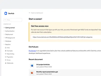 Developer dashboard alert clean dashboard developer document free access members plans portal sidebar support ui ui components ui elements uidesign uiux