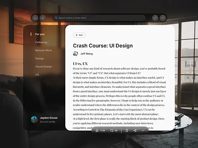 Article Sharing App Exploration - VisionOS Trend app ar articles design ui visionos vr