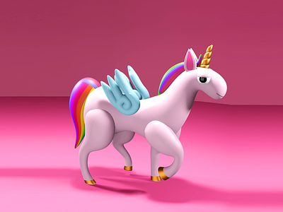 3D illustration of a unicorn 3d 3d illustration 3d object character design illustration