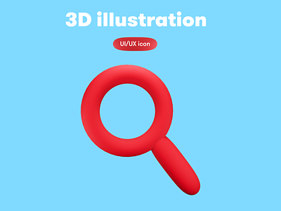 UI/UX 3D icon - magnifying glass 3d 3d icon 3d illustration 3d object ui ux