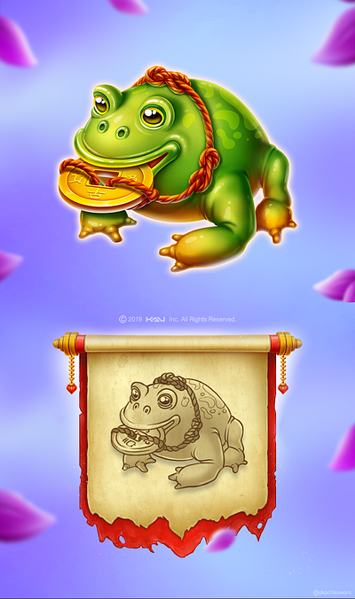 Frog - symbol 2d art asian casino casual character chinese design digital frog gambling game illustration logo slot ui