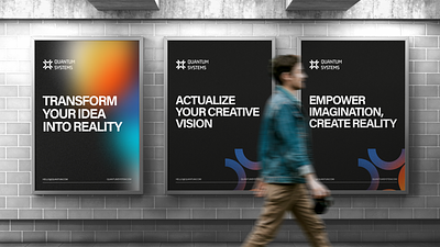 Branding | Quantum Systems banner design brand guide branding illustration logo mockups phone design poster design