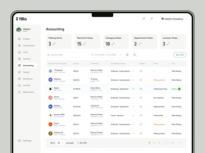 Finance Management - Accounting banking app cloud app expense filllo finance finance management fintech inspiration mobile app money money management product saas saas software spend management tracking app ui design uiux web app web application