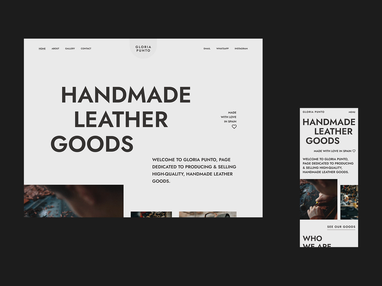 GP - Handmade Leather Goods animated clean content creative design handmade layout leather minimal minimalism mobile personal portfolio project responsive simple typography web webdesign website