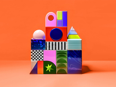 🍑🎾🔳🌲🔵 building blocks ceramics colorful colorful blocks colorful shapes geometric geometry illustration midjourney minimal mosaic tiles