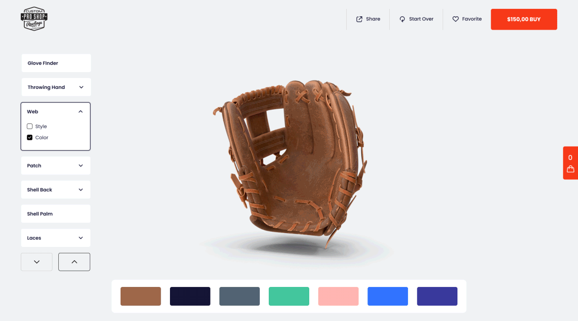 3D Custom Baseball Glove Design: E-Commerce Reimagined 3d agency animation clean customization design ecommerce figma landing page motion product page sports sportsdesign tech ui ux web design
