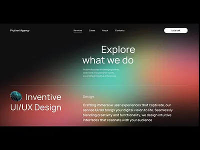 Services Page for Design Agency agency website corporative website dark mode design agency gradient interaction services page website motion website portfolio what we do