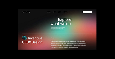 Services Page for Design Agency agency website corporative website dark mode design agency gradient interaction services page website motion website portfolio what we do