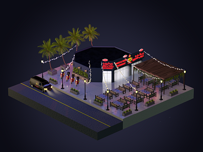 Isometric 3D of Restaurant 3d 3d car 3d food 3d light 3d motorcycle 3d of kebab 3d palm 3d restaurant 3d uae al fareej arab c4d cinema 4d design iso 3d isometric 3d kebab 3d night 3d restaurant uae