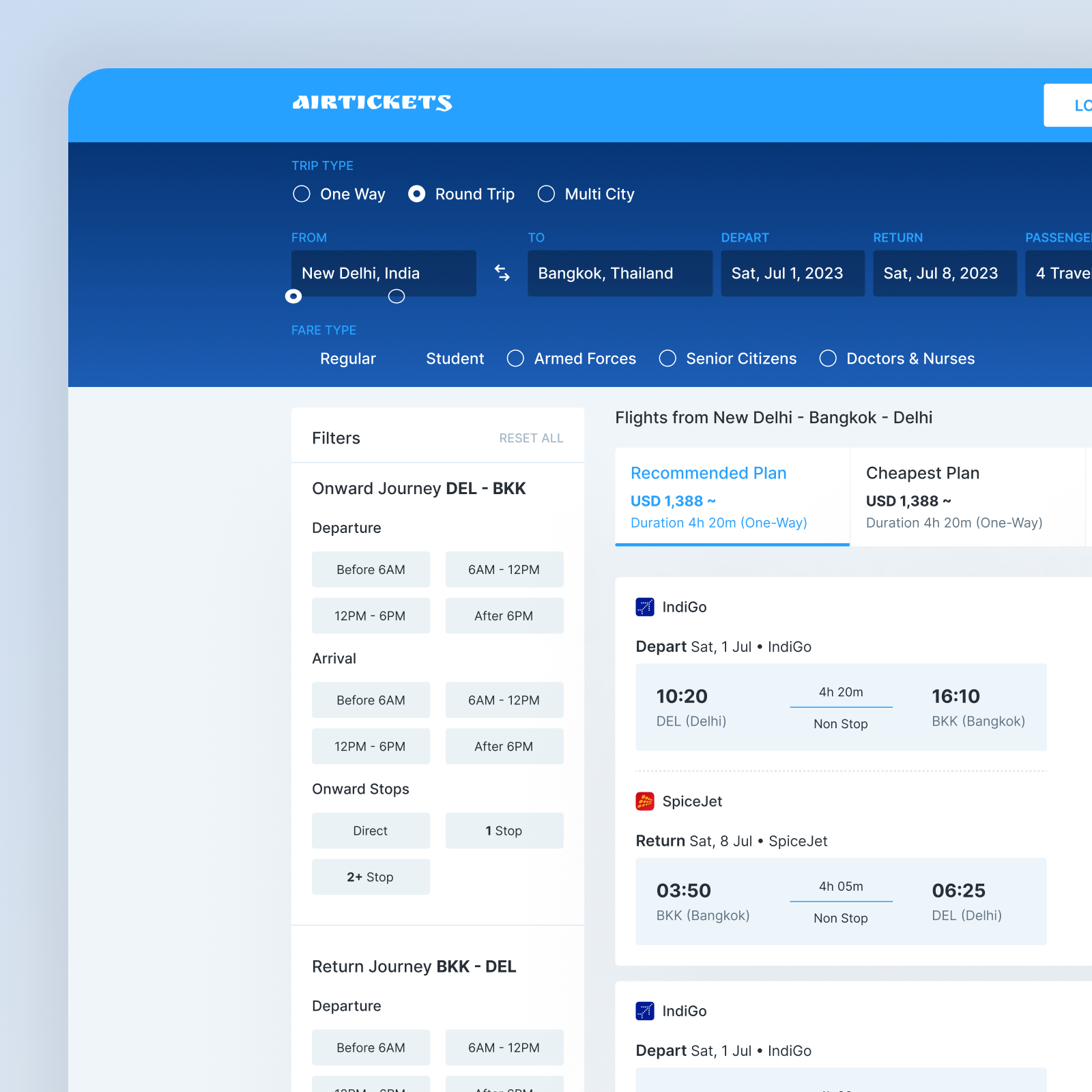AirTickets - Search Page air tickets blue theme branding dark blue theme flight app flight booking flight booking app flight booking website login page search search page search ui search web search website searchpage signup page ui web search website website search