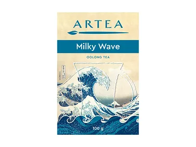 Milky Wave art branding brushstroke creative graphicdesign illustration inspiration japan katsushikahokusai logo milkyоolong oolong packaging paintbrush tea teacup tealeaf teapackaging wave woodblockprint