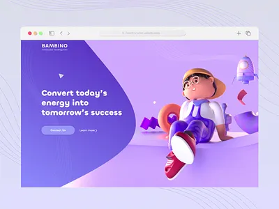 BAMBINO innovative kindergarten website 3d 3d animation 3d illustration banner button child children design graphic design home page illustration kinder garten kindergarten landing main page ui ui design ux webdesign website
