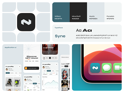NFT App Branding android appicon brandfont branding clean colors crypto cyan graphic design identity illustration ios logo logotype mobileapp typeface ux