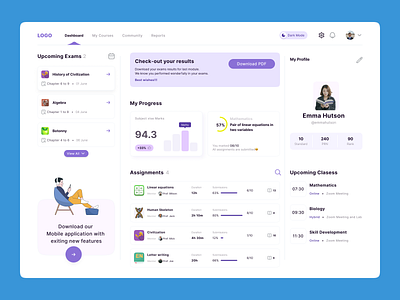 Dashboard UI : LMS platform app appdesign clean color dashboard design graph login ui ui screen ux