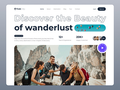 TrekTrip - Travel Landing page adventure design figma home page illustration landing page light light theme logo nature theme thrill trak travel trip ui ux web web page website