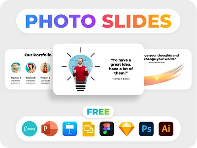 Free Photo Slides! PowerPoint & Keynote Presentation Templates. brush stroke customizable design easy editable freebie idea illustration image infographic keynote light bulb photo pitch deck placeholder powerpoint presentation slide slides template