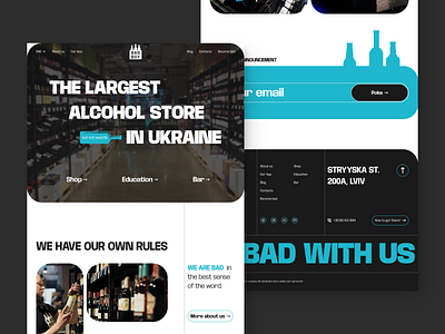 Bad Boy website about us alcohol store branding design graphic design home page main page ui ui design ux webdesign website