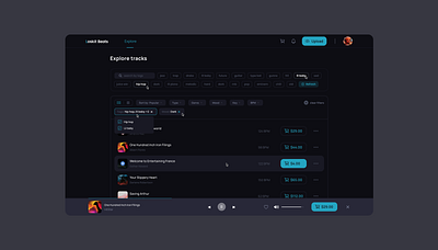 Explore page branding design minimal minimalistic music ui ux web