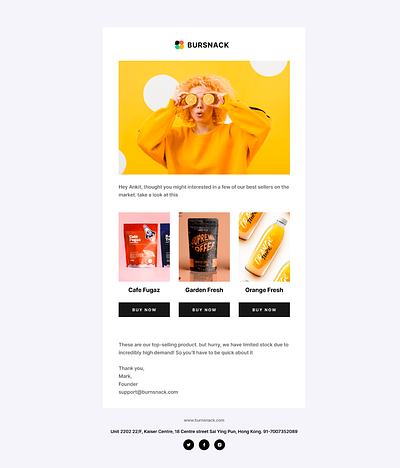 Email newsletter template for Emailwish branding design email shopify
