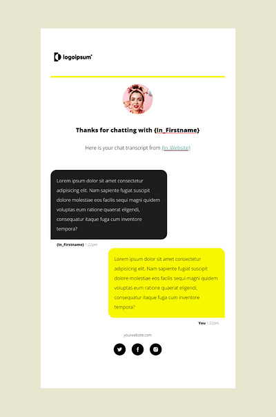 Chat email template for Emailwish. branding ecommerce email shopify