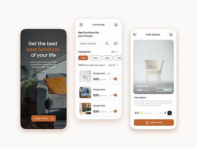 Furniture E-commerce App UI app design branding design e commerce latest design redesign ui uiux