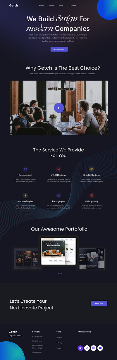 Web Design Digital Studio graphic design landing page design ui web design