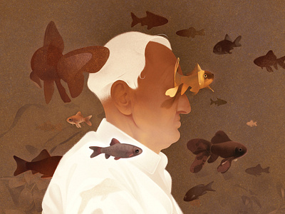 Dementia conceptual digital editorial fish folioart health illustration karolis strautniekas texture