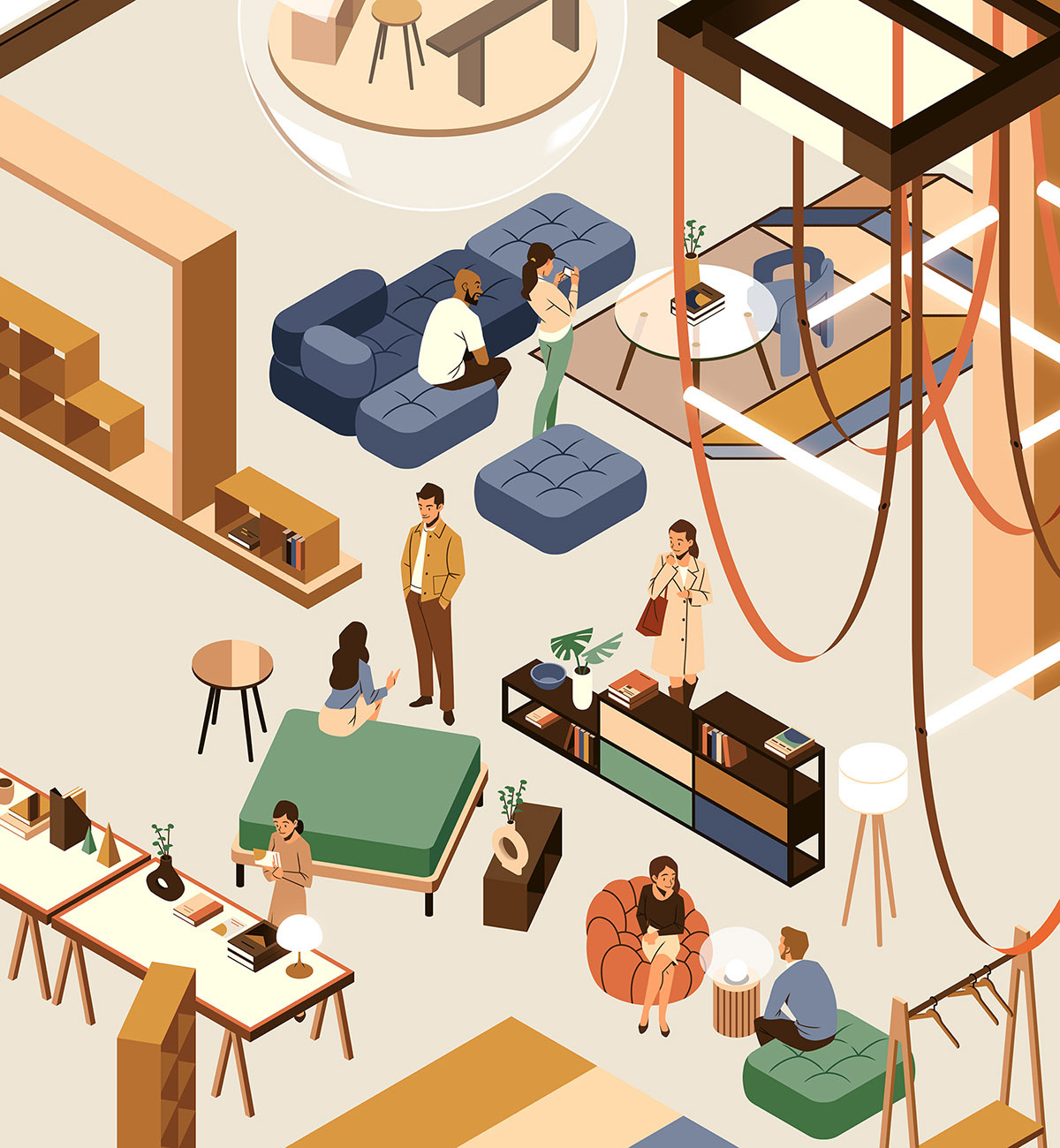 Milan Designers characters design digital editorial folioart illustration magazine cover modern retro