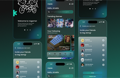 nügame - Streaming and Gaming App app clean gaming glassmorphism mobile modern streaming ui ui design ux