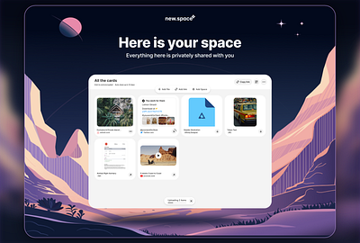 Landing page for new.space affinity designer affinitydesigner branding design graphic design home homepage illustration illustration art landing page privacy sharing ui ux vector vector art web design webdesign