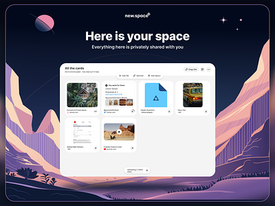 Landing page for new.space affinity designer affinitydesigner branding design graphic design home homepage illustration illustration art landing page privacy sharing ui ux vector vector art web design webdesign