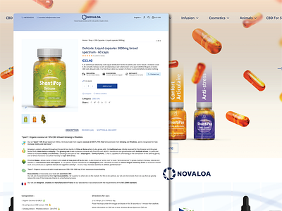 NOVALOA - Redesign pages brand call to actions category page cbdvap contact us ecommerce figma glass effect glass effect cards glass effect website header intro landing page product page redesign shopping website tolk to us website