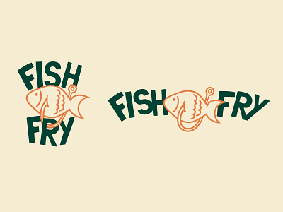 Fish Fry Logo branding children fish fish fry fish hook fishing fry handdrawn handwritten kids lake logo ocean orange pond scales seafood