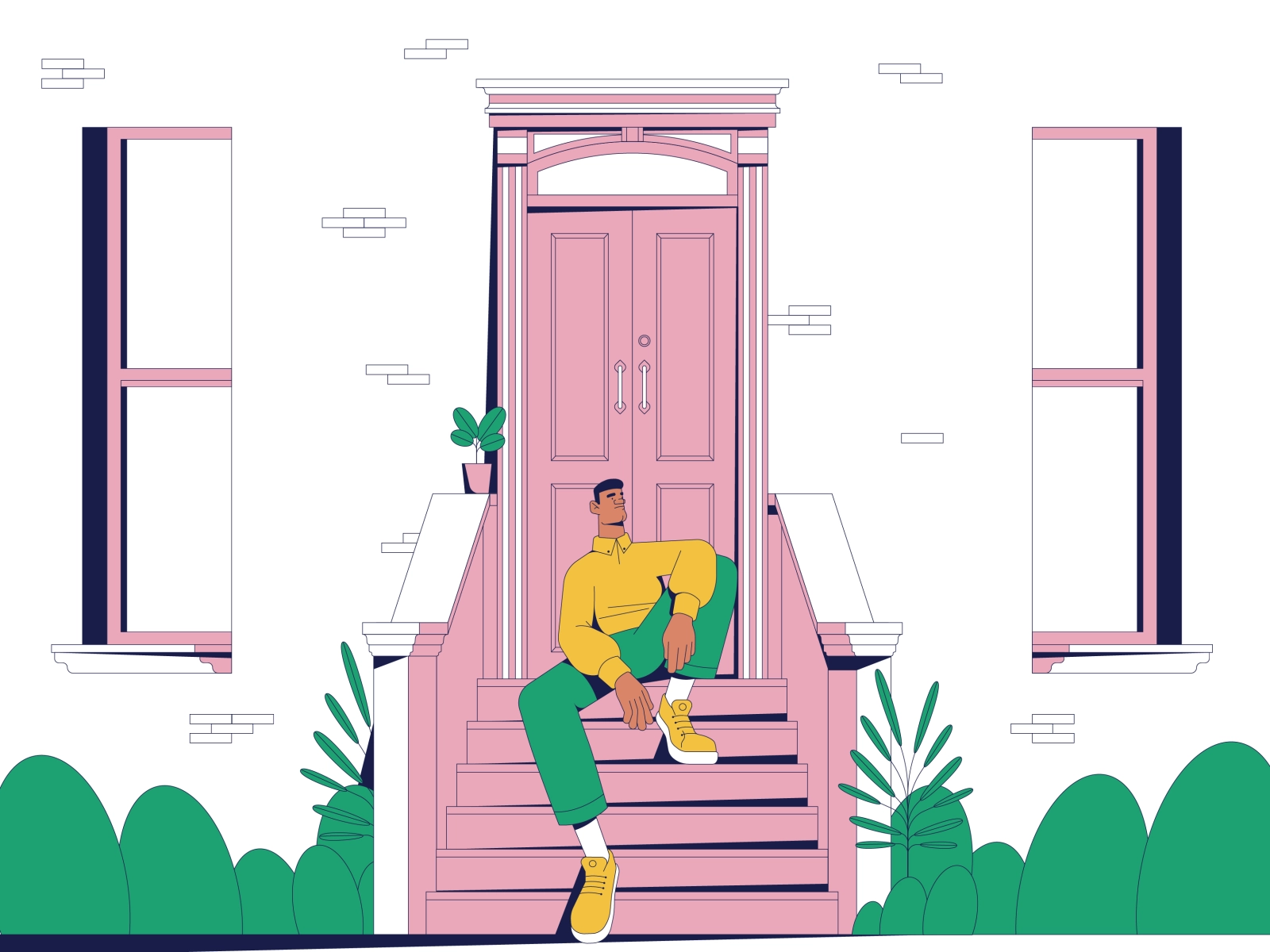 Doorstep arcade studio character digital folioart illustration line