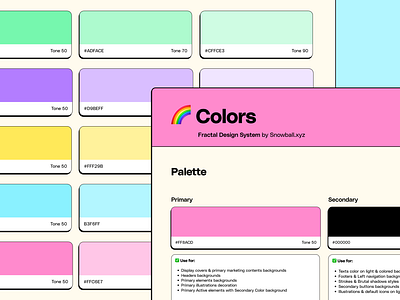 Fractal Colors - Snowball Design System brutalist colors design system foundations guidelines neo brutalist neobrutalism new brutalist newbrutalism palette product design snowball styles ui