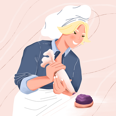 Cupcake maker baker character design cupcake illustration