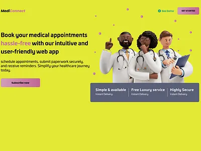 MediConnect app design graphic design landing page medical mobile ui uiux ux
